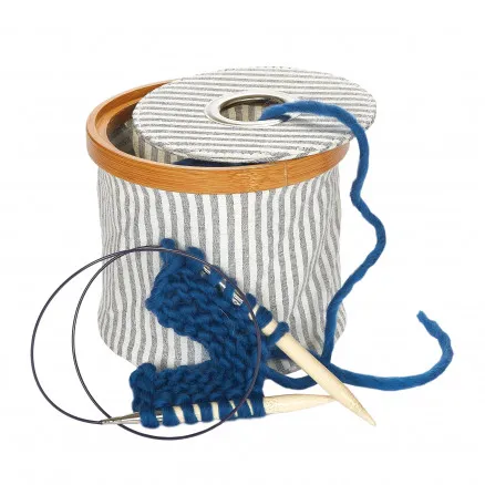 Prym Garnschale Canvas Stoff Hellgrau/Weiß 16cm ×13,5cm